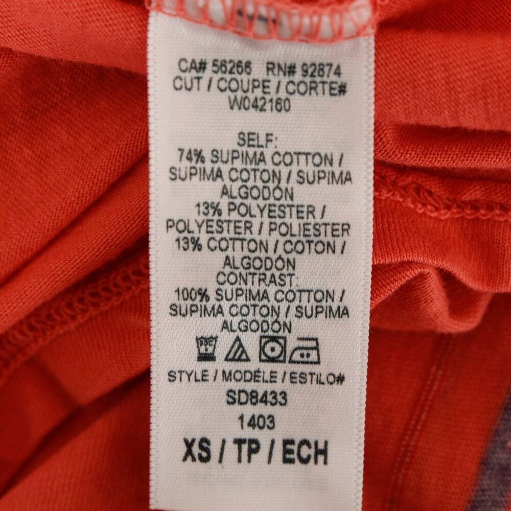 Splendid Sz XS Coral Gray Striped Lined Slit Cotton Blend Knit Maxi Dress - Picture 4 of 5